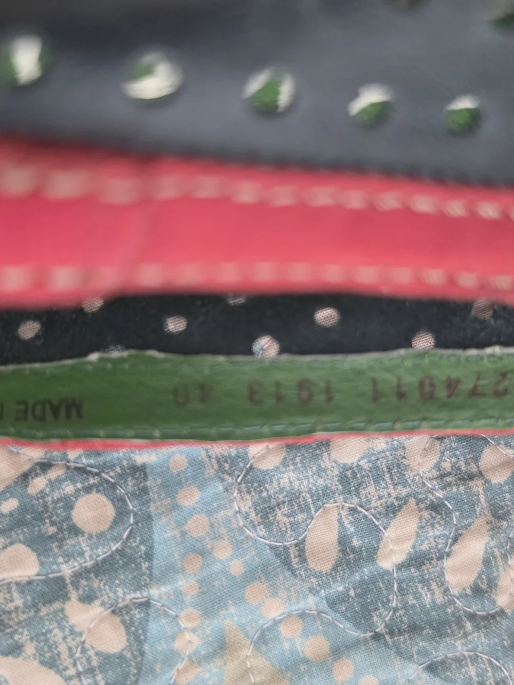 FLY London Yika Perforated Green Red Leather Wedge Pumps Retro Comfort Shoe 40